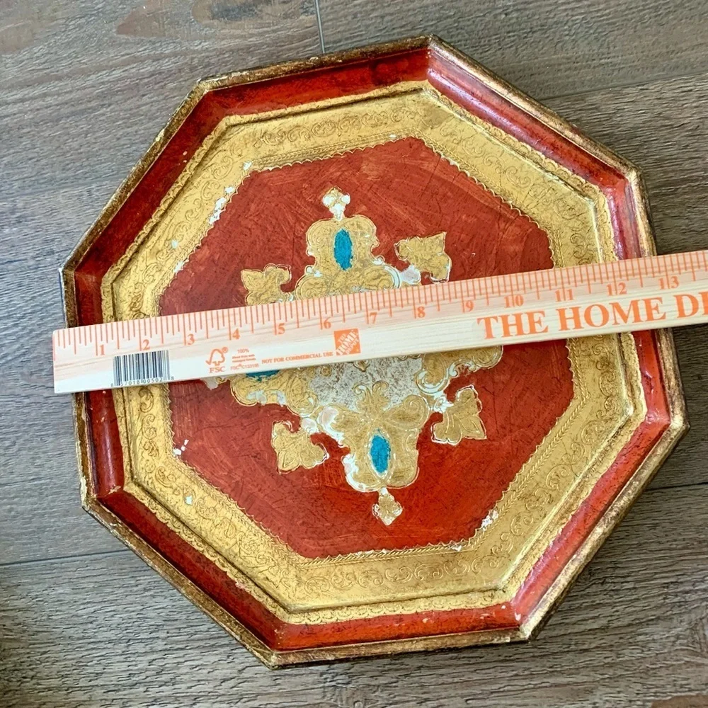 Vintage Ferenze Wooden Hand Painted Tray Italy 13”